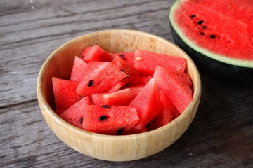 Watermelon summer fruit on wood background