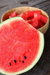 Watermelon summer fruit on wood background