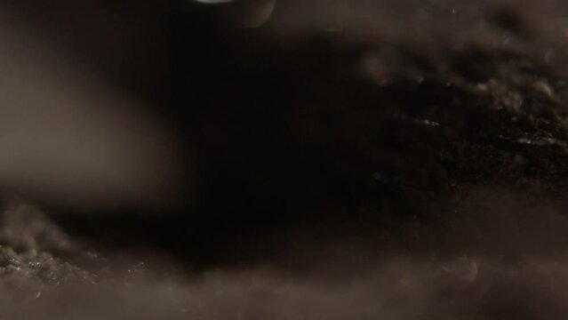 close extremo de pincel de maquiagem em c&acirc;mera lenta