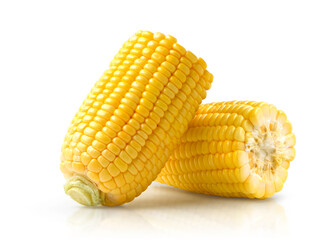 Fresh corn isolated on white background. Clipping path.