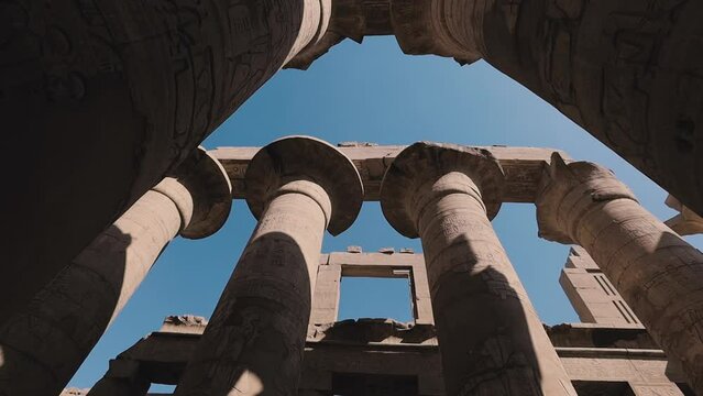 Huge Columns In The Karnak Temple, Egypt