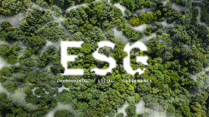 ESG cloud icon green earth concept for environment Society and Governance sustainable environmental...