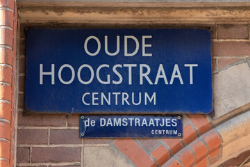 Street Sign Oude Hoogstraat At Amsterdam The Netherlands 23-6-2022