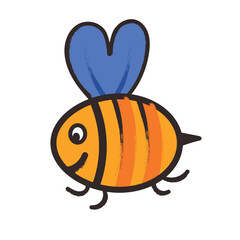 Cute picture of bee on white background