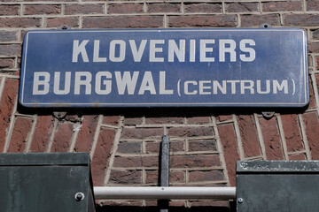 Street Sign Kloverniersburgwal At Amsterdam The Netherlands 23-6-2022