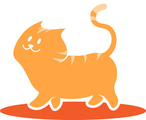 Cute Orange Cat Walking - Vector Illustration