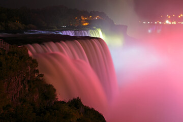 Niagara Falls at night, New York, USA