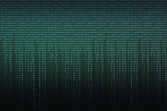 Binary code abstract technology. Wallpaper of binay data falling from top. Lost data. Virus. Safe digital data concept.
