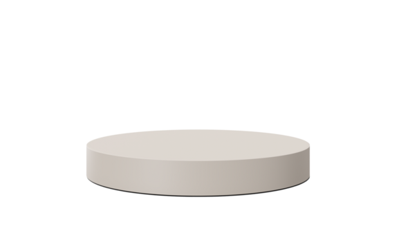 Beige podium on transparent background. Elegant podium for product, cosmetic presentation. Simple mock up. Pedestal or platform for beauty products. PNG file. 3D rendering.