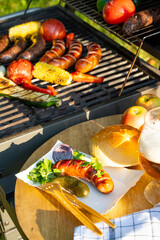 grilled sausage with pickles