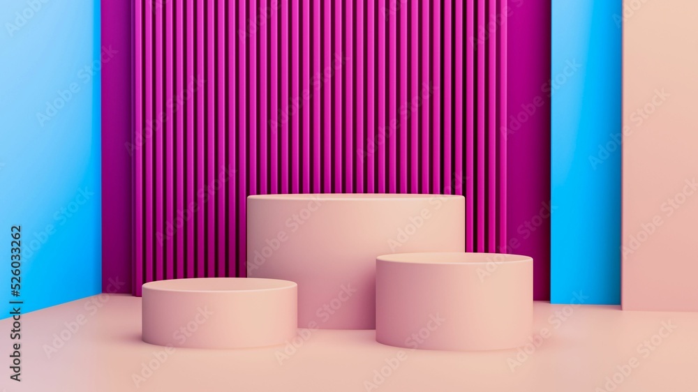 Poster round podium stage with a colorful background composition of 3d rendering