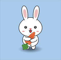 kawaii cute bunny mid-autumn festival vector design illustration line art