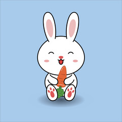 kawaii cute bunny mid-autumn festival vector design illustration line art