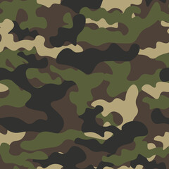 Fototapeta premium Camouflage texture seamless pattern. Abstract modern military camo background for fabric and fashion textile print. Vector illustration.
