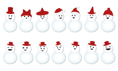 帽子を被ったクリスマス雪だるま　背景透明png
