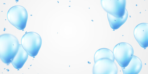 Celebrate with blue balloons with confetti for festive decorations vector illustration. © HNKz