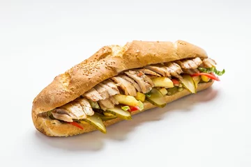 Foto op Plexiglas Snackbar Close-up shot van een broodje kipdöner