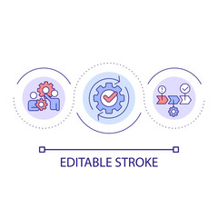Long term process management loop concept icon. Business operations. Crisis recovery. Teamwork abstract idea thin line illustration. Isolated outline drawing. Editable stroke. Arial font used