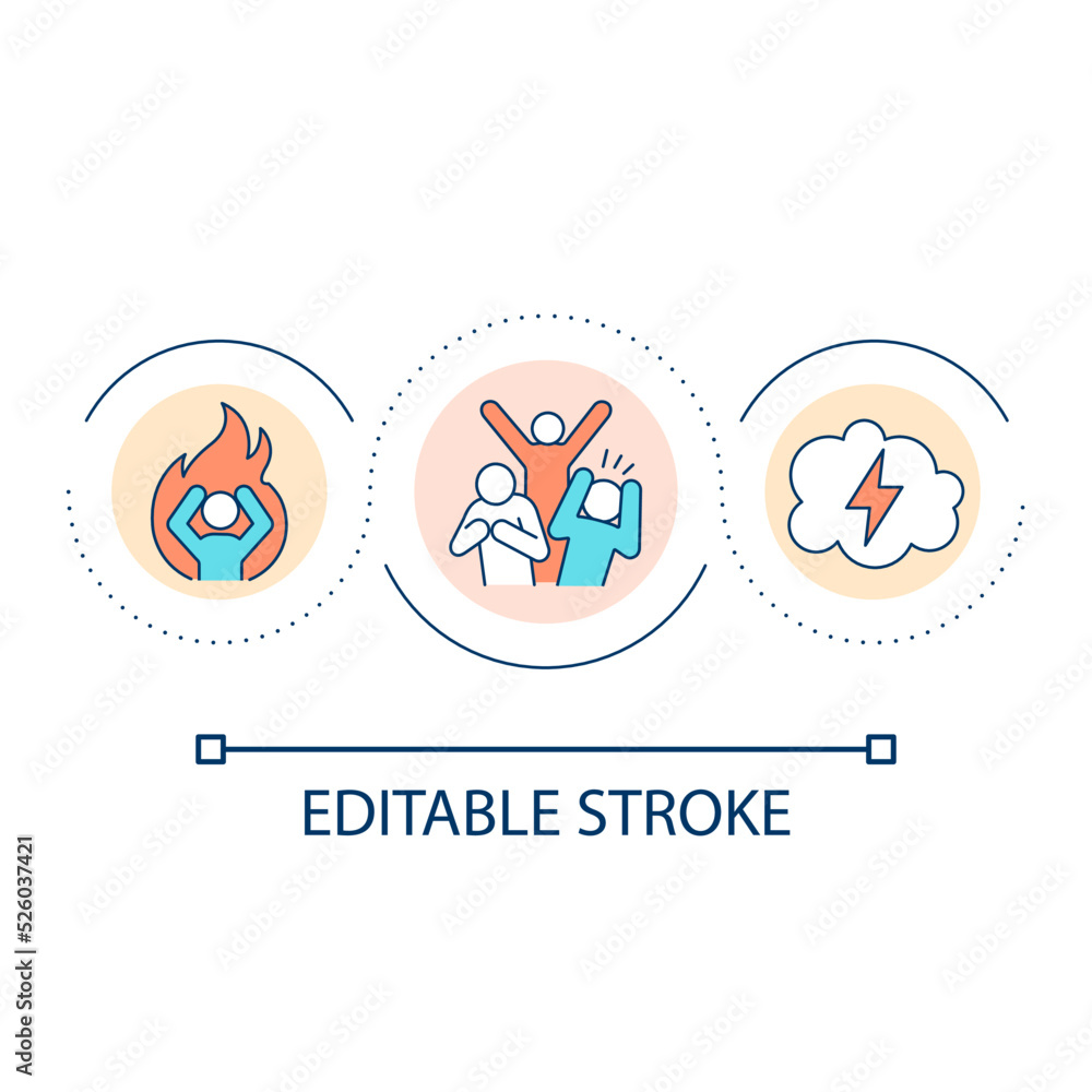 Poster public panic loop concept icon. sudden sensation of fear and danger. irrational behavior abstract id