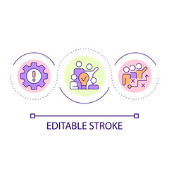 Teamwork loop concept icon. Crisis management group. Business. Coworkers collaboration abstract idea thin line illustration. Isolated outline drawing. Editable stroke. Arial font used