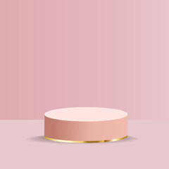 Product presentation podium on a pink background