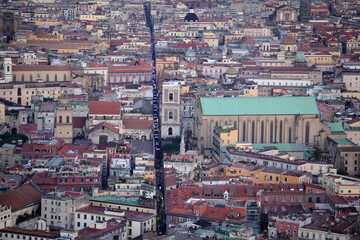 Elevated view of Spaccanapoli street, Naples, Italy