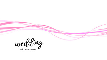 抽象的なピンクの曲線、結婚式のリボン布が流れるベクターイラスト背景素材 - obrazy, fototapety, plakaty