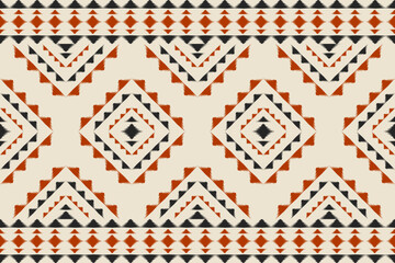 Carpet ethnic ikat art. Geometric seamless pattern in tribal. Mexican style. Design for background, wallpaper, illustration, fabric, clothing, carpet, textile, batik, embroidery.