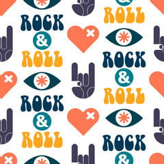rock and roll color seamless vector pattern