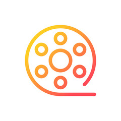 Film reel pixel perfect gradient linear ui icon. Motion pictures. Recorded strip. Online marketplace. Line color user interface symbol. Modern style pictogram. Vector isolated outline illustration
