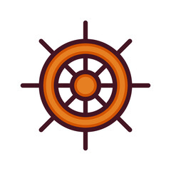 Obraz premium ship steering wheel on white background