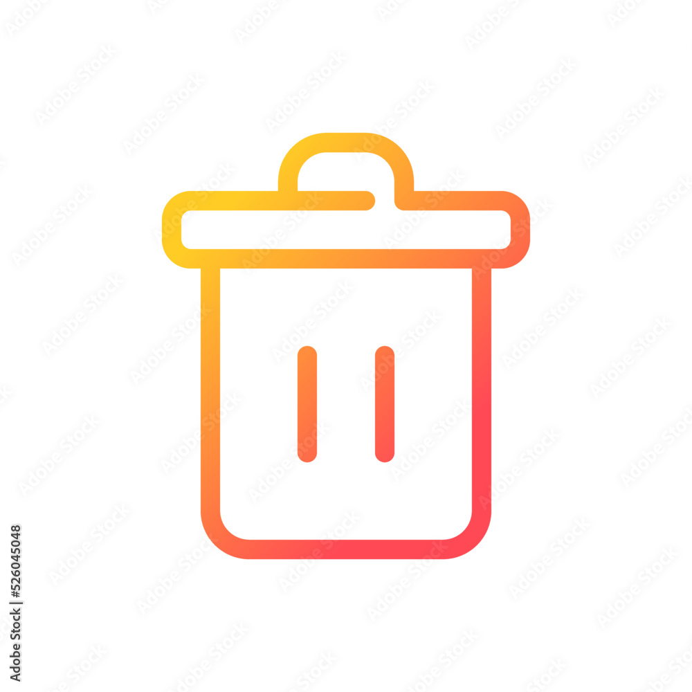 Poster trash can pixel perfect gradient linear ui icon. recycle bin. garbage container. online marketplace.
