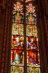 Fototapeta na wymiar Stained glass window in St. Peter's Cathedral, Geneva, Switzerland
