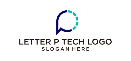 Obraz premium LETTER P TECH LOGO