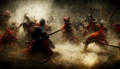 illustration of a battlefield with demons