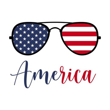 Sunglasses with American Flag on the white background. Isolated illustration.