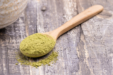 Traditional Japanese green tea matcha close-up