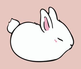 Cute white rabbit on pink background