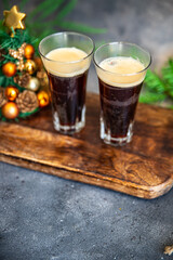 christmas hot drink coffee cocoa cocktail, New Year sweet holiday meal food snack on the table copy space food background