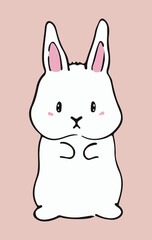 Obraz premium Cute white rabbit on pink background