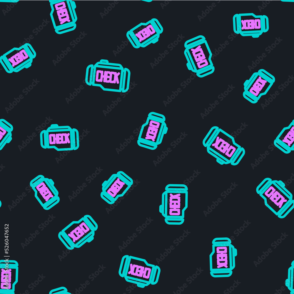 Aufkleber line check engine icon isolated seamless pattern on black background. vector