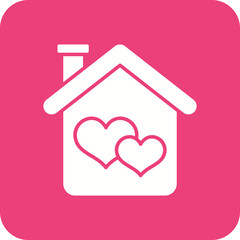 House Multicolor Round Corner Glyph Inverted Icon