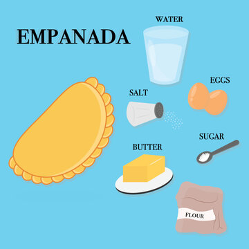 Empanada Recipe Isolated On Blue Background