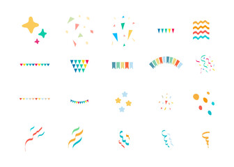 Celebration Carnival party decoration. Cute Fun Graphic Elements. Vector Illustration.
