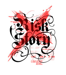 No Risk No Story custom script typographic slogan print design  - obrazy, fototapety, plakaty
