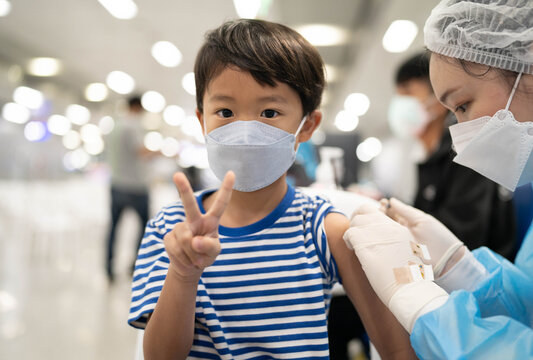 A Boy Gets Get Vaccinated Against COVID-19.