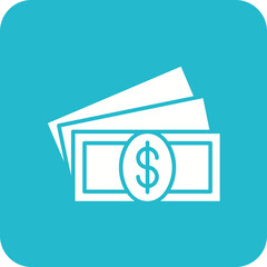 Cash Money Multicolor Round Corner Glyph Inverted Icon