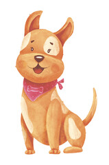 Watercolor cartoon dog smile