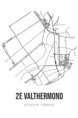 Abstract street map of 2e Valthermond located in Drenthe municipality of Borger-Odoorn. City map with lines