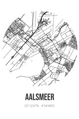 Abstract street map of Aalsmeer located in Noord-Holland municipality of Aalsmeer. City map with lines